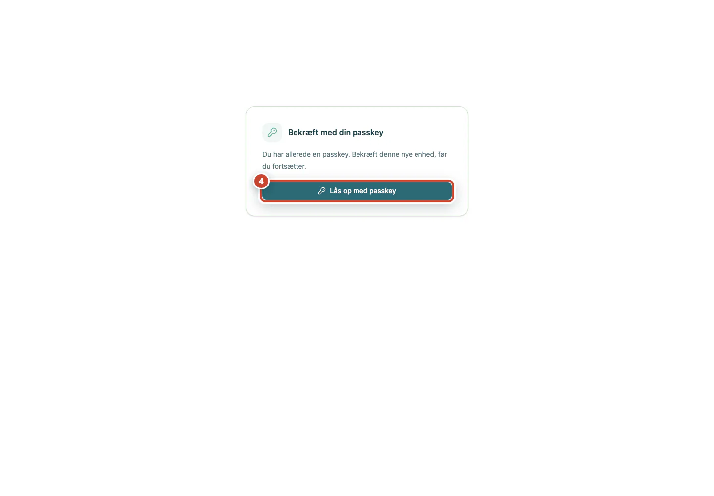 Dialogen til at godkende den nye browser med en passkey.