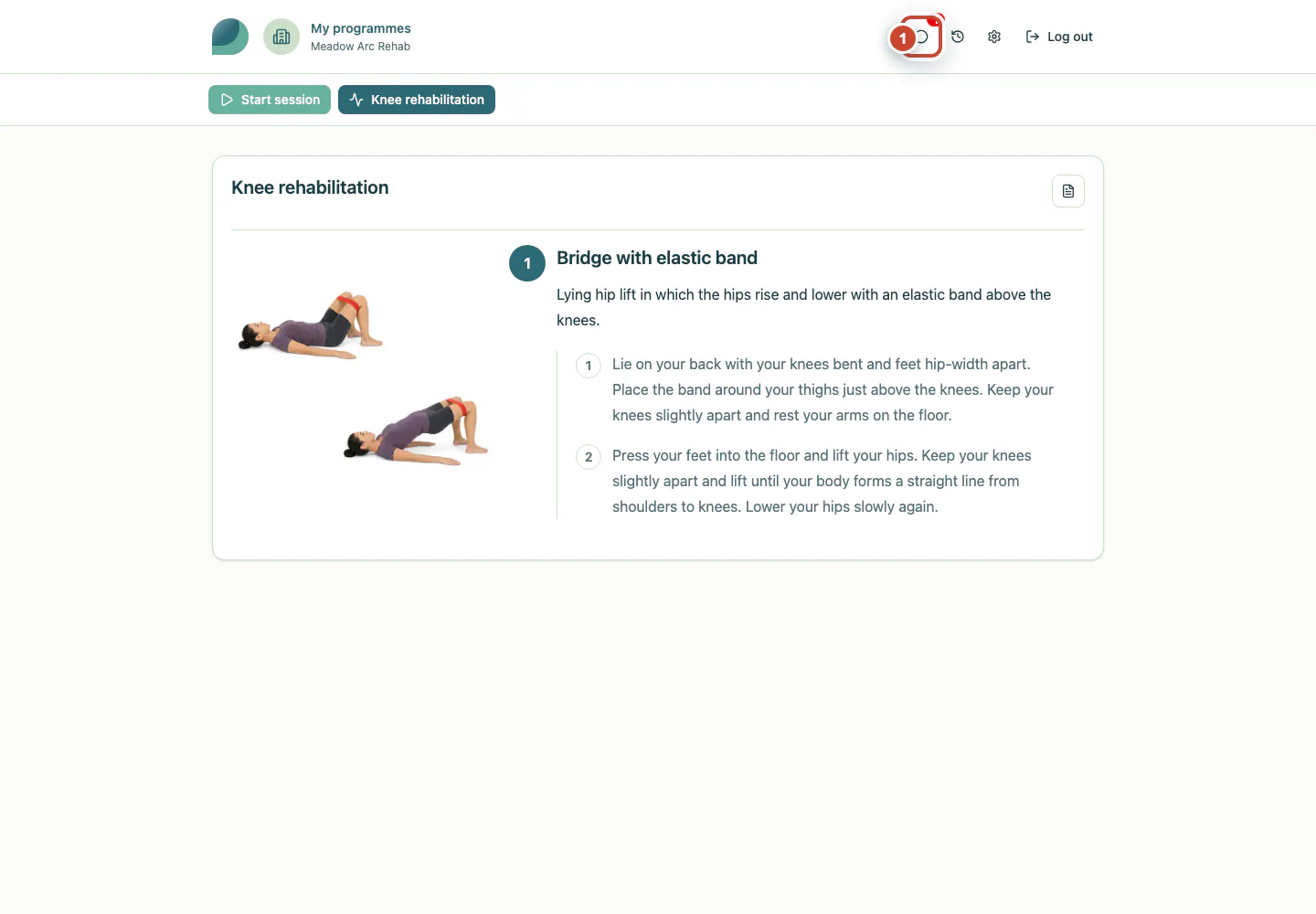 Patient programme with the Messages button highlighted.