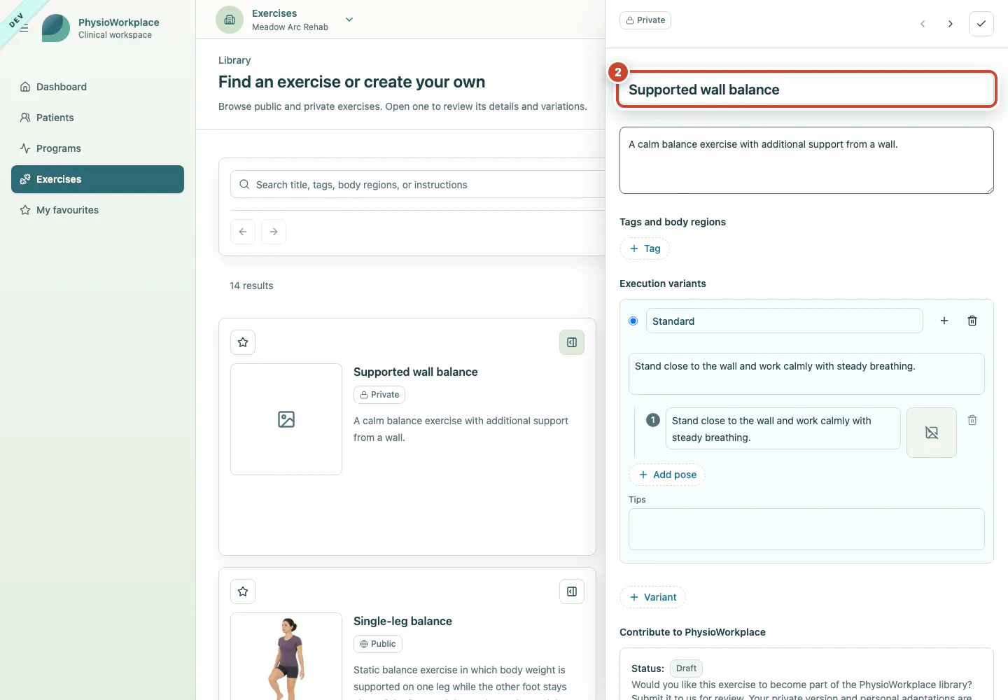 Exercise editor with the updated title and summary.