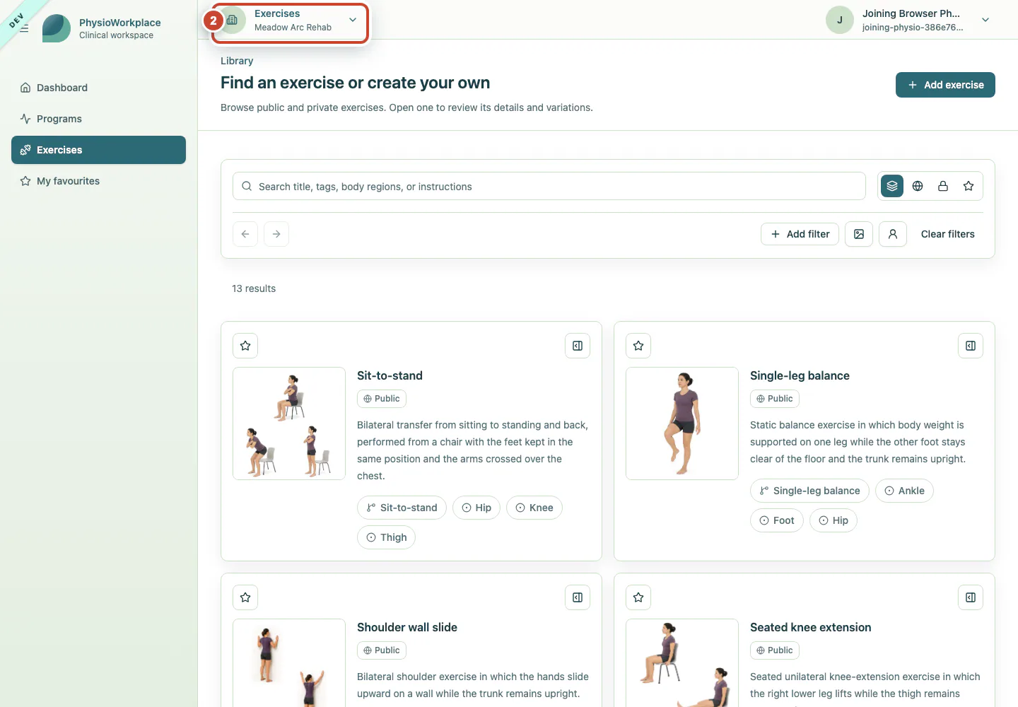 Application with the approved workplace shown as the active workspace.