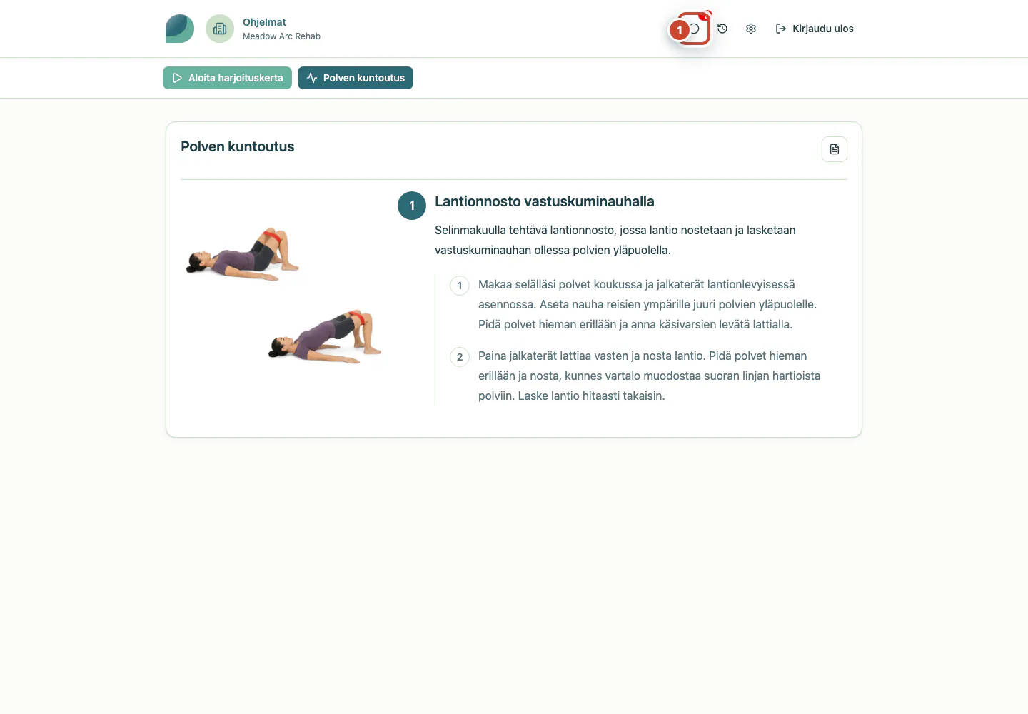 Potilasohjelma, jossa Viestit-painike on korostettu.