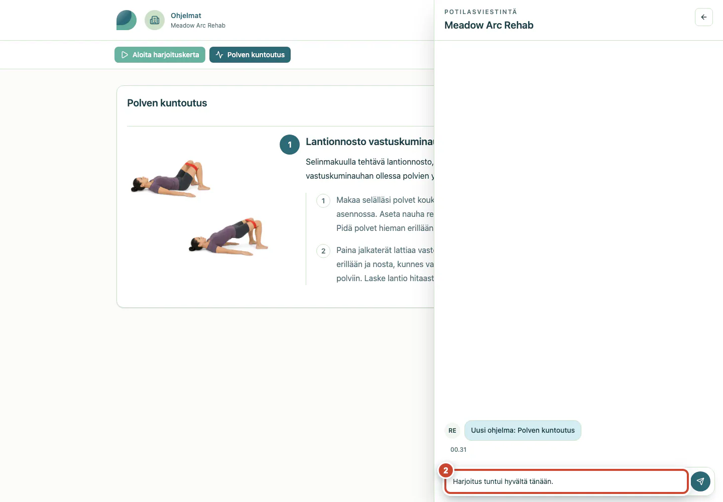 Avoin potilaskeskustelu, johon viesti on kirjoitettu.